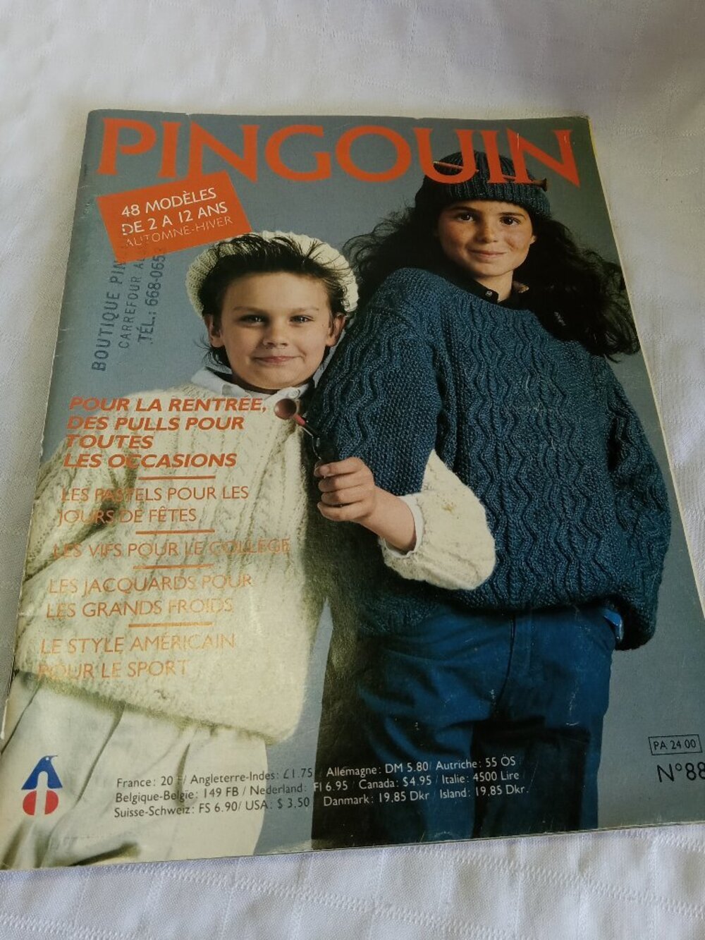 Pingouin vintage magazine, "48 modèles pour 2 à 12 ans" No 88, in French